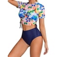 thumbnail image 1 of Conjunto de Bikini Manga Corta para Mujer Traje baño Cintura Alta Trajes Dos Piezas Azul profundo CH Azul profundo CH Xishao ropa, 1 of 2