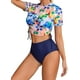 thumbnail image 1 of Conjunto de Bikini Manga Corta para Mujer Traje baño Cintura Alta Trajes Dos Piezas Azul profundo CH Azul profundo CH Xishao ropa, 1 of 2