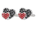 thumbnail image 1 of Gemelos con diamantes de imitación negros y rojos en forma de corazón para hombre, 1 of 3