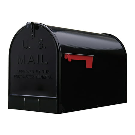 Gibraltar Mailboxes Stanley Extra-Large Capacity, Galvanized Steel, Black Post Mount Mailbox,