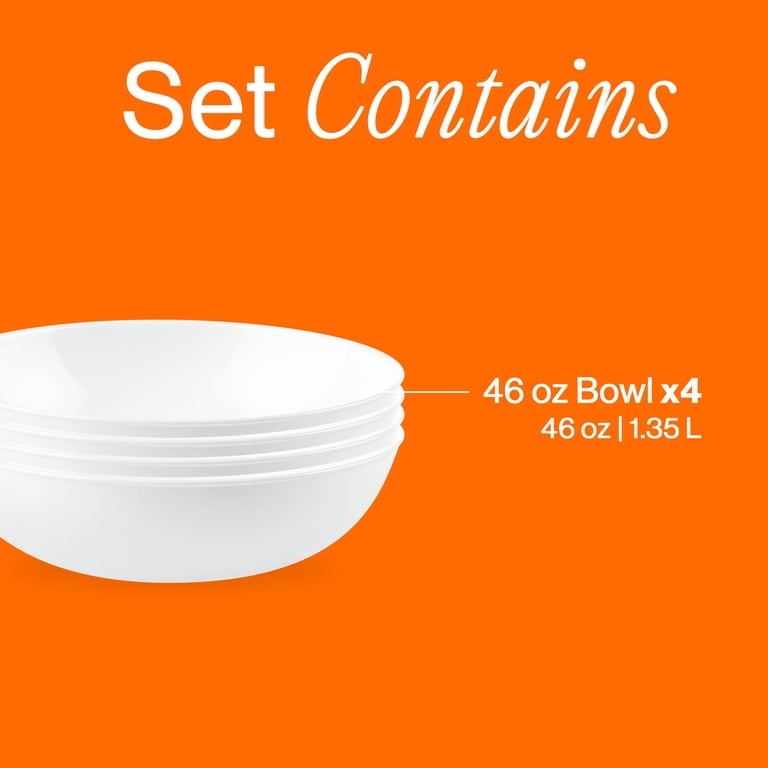 Corelle Large Meal Bowl 40 oz White Glass Durable Triple-Layer
