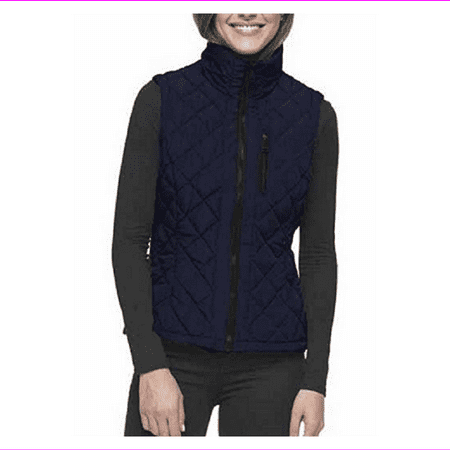 Andrew Marc Women's Quilted Vest,Full-Zip, Ink, Size S