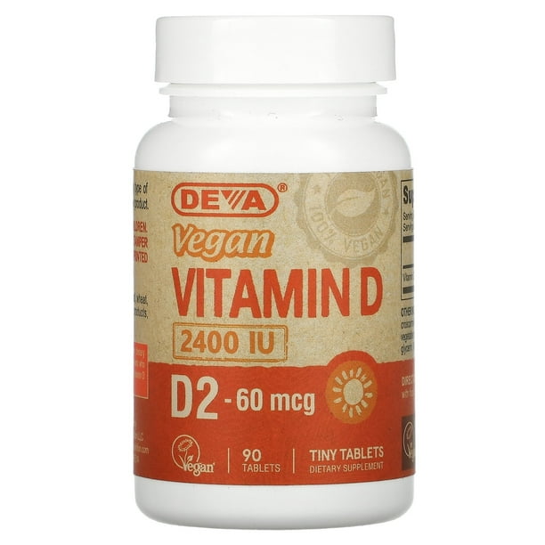 Deva Vegan Vitamin D2 Tiny Tablets 60 mcg (2,400 Iu) 90 Tabs