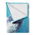 thumbnail image 2 of Shark Soft Flannel Fleece Throw Blanket, Digital Psychedelic Mammal Droplets Scary Atlantic Beast Abstract Artwork, Cozy Plush for Indoor and Outdoor Use, 60" x 80", Blue Grey, by Ambesonne, 2 of 5