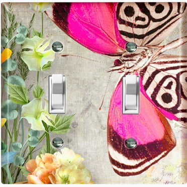 Metal Light Switch Plate Cover Floral Nature Butterfly Scripture Damask BUT036