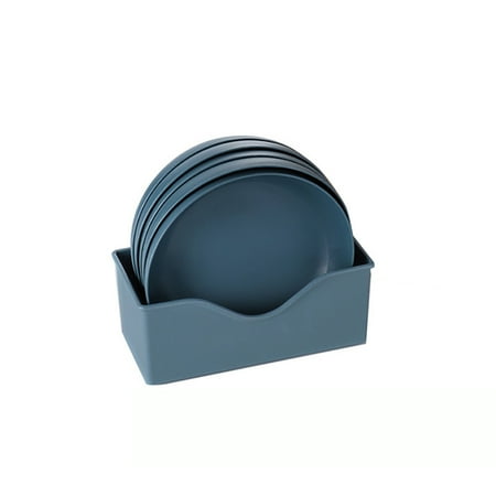 

Ringshlar Set of 5 Plastic Plates With Holder Durable Shatterproof Deep Plates Solid