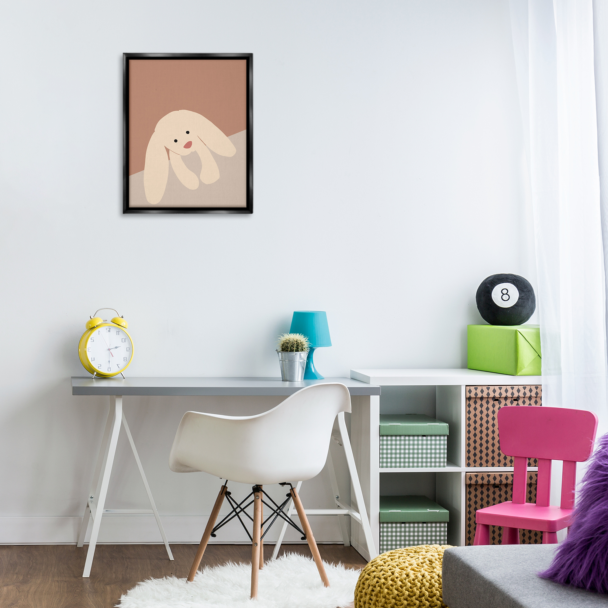 Stupell Industries Simple Floppy Bunny Animals & Insects Painting Black Floater Framed Art Print Wall Art, 17 x 21