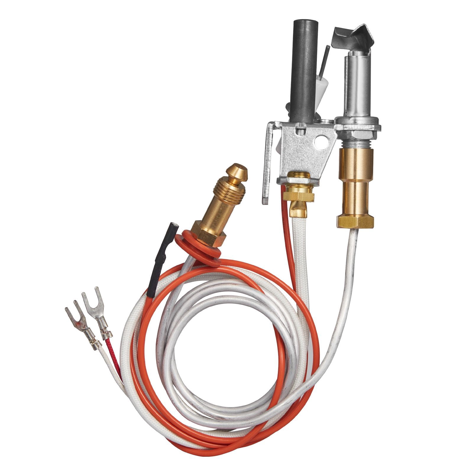 Natural Gas Fireplace Pilot Assembly, Two 24in Parts + 20in Thermopile Flame Monitoring, OEM Standard Replacement for Gas Fireplace Heating Stove
