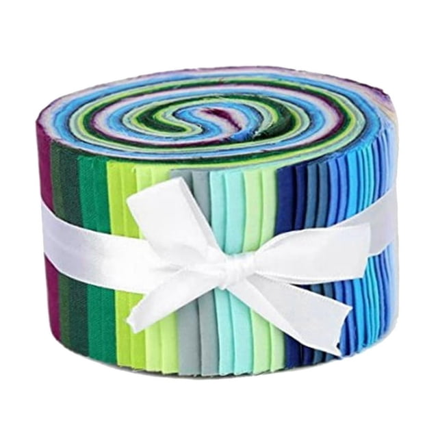 MesaSe 36 Pieces Jelly Fabric Roll 2.5 Inch Roll up Fabric Quilting Strips Floral Printed Craft Fabric Bundle Precut Patchwork with Assorted Patterns Pure Color