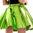 thumbnail image 5 of KJIUQ Women's Shiny Metallic Wet Look Stretchy Flared Mini Skater Skirt High Waisted Nightclub Party Pleated Skirts for Women(Green,S), 5 of 5