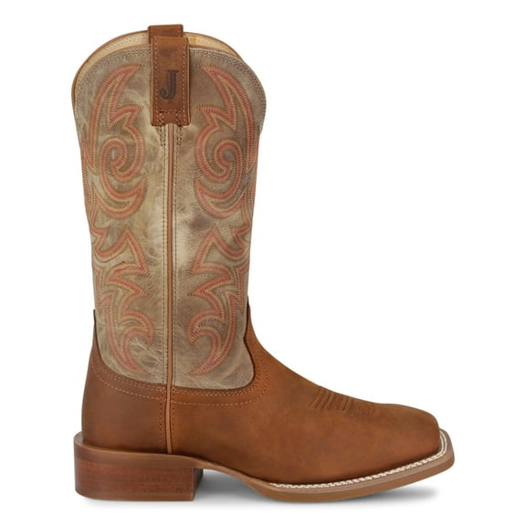 Justin Boots Mens May Day 13 Inch Embroidered Square Toe Pull On Cowboy  Mi