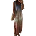 thumbnail image 2 of Mikilon Robe Décontractée pour Femmes Col en V Poches Imprimé Manches Courtes Robe Longue Pliée, 2 of 7
