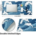thumbnail image 2 of Japanese Blue and White Wave Gaming Mouse Pad XXL Anime Sea Texture Extended Large Desk Mat Big Mousepad Non-Slip Rubber Base Stitched Edge Long Mousepad for Desktop PC Computer Gamer, 35.4 x 15.7 in, 2 of 6