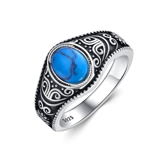 Turquoise Ring for Men Women Sterling Silver Turquoise Ring Statement Ring Gemstone Rings Western Jewelry Gift