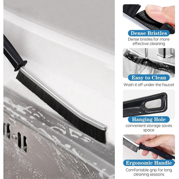 Mother's Day Gift's,Household Cleaning Brush | Kitchen, Bathroom & Window Cleaning Brush | Multi-Use Home Tool for Cleaning Faucets, Toilet Grout, and Vehicle Windows, | Plastic, Black-481 $BS$3