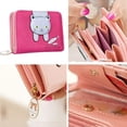 thumbnail image 3 of MINKUROW Girls Women Faux Leather Small Wallet Cute Cat Pattern Clutch Purse Coin Holder Card Organizer,Bifold (Pink), 3 of 7