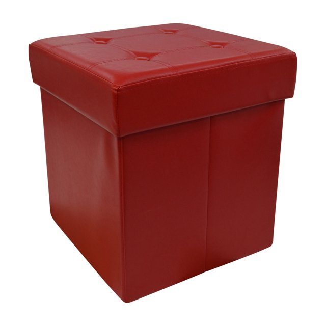Nola Home Faux Leather Folding Storage Ottoman Square Foot Rest Cube