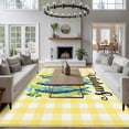 thumbnail image 4 of Summer Washable Living Room Rugs 6'x9', Watercolor Green Fish Lemon Mint Yellow Buffalo Plaid Low Pile Throw Large Area Rug Non-Slip Sturdy Edge Binding Carpet for Dining Room Kitchen Office, 4 of 9