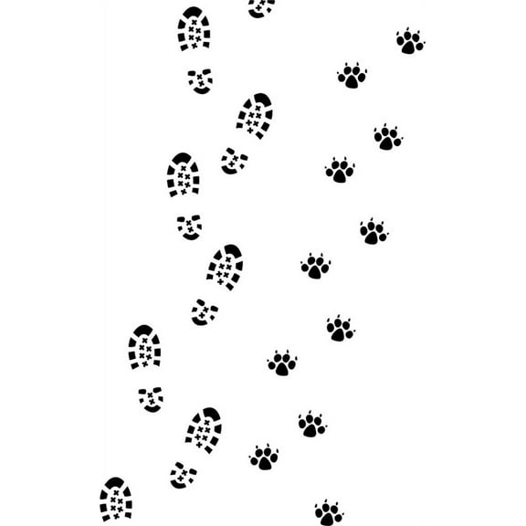 Design With Vinyl Artwork animal Shoe Boot Prints Dog Cat Fox Wolf Paw Prints Wall Decal for Children - Humon Feet Impressions Tracks Themed Décor - Size: 11 In x 25 In