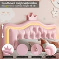 thumbnail image 3 of Homfa Full Size Bed, LED Upholstered Bed with Adjustable Crystal Button Tufted Crown Headboard, Soft PU Princess Platform Bed with Storage Drawers, Pink, 3 of 8
