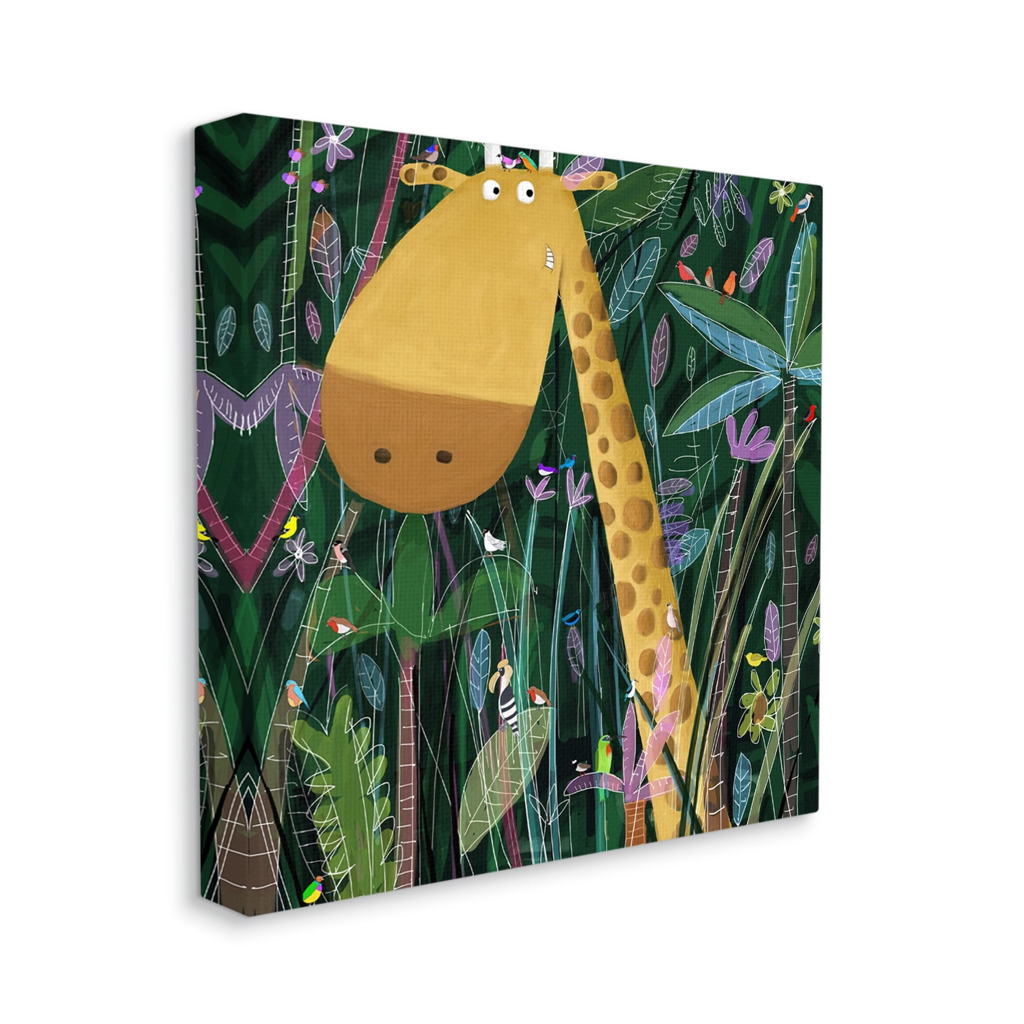 Stupell Industries Kids' Polka Dot Giraffe Jungle Safari Brush, 36 x 36,Design by Carla Daly