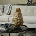thumbnail image 2 of DecMode Light Brown Plastic Rattan Handmade Decorative Candle Lantern with Wrapped Zig Zag Design, 2 of 8