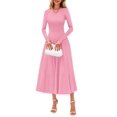 thumbnail image 1 of Vestido PRETTYGARDEN 2025 Rosa de Punto Midi con Mangas Largas Talla L, 1 of 8