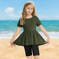 thumbnail image 2 of WRKEKC Summer Outfits for Girls, Casual Sets for Little Girls, Toddler Kids Trendy Cute Solid Color Loose Soft Short Sleeve Yoga Shorts Outfits, 2 of 8
