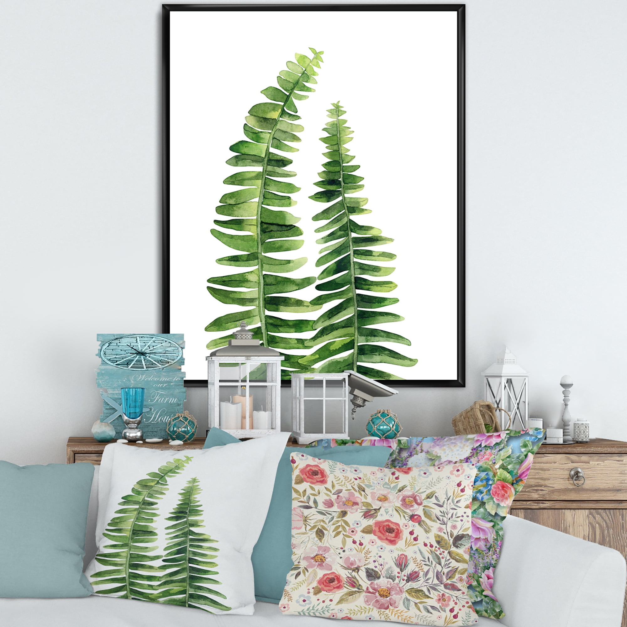 Fern Plant Leaves Detail IV 30 in x 40 in Framed Painting Canvas Art Print, by Designart