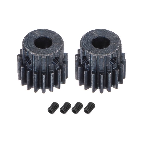 1Mod 18T Pinion Gear 5mm Bore Hardened Steel Motor Rack Spur Gear with Step for RC Car Truck Gear Drive, 2 Set