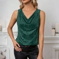 thumbnail image 2 of WTXUE Womens Sequin Sleeveless Cowl Neck Tank Tops Loose Fit Tunic Tops Sparkly Shimmer Party Dressy Club Shirts Tube Top Going Out Tops Dressy Casual Shirts for Evening Party Green M, 2 of 7