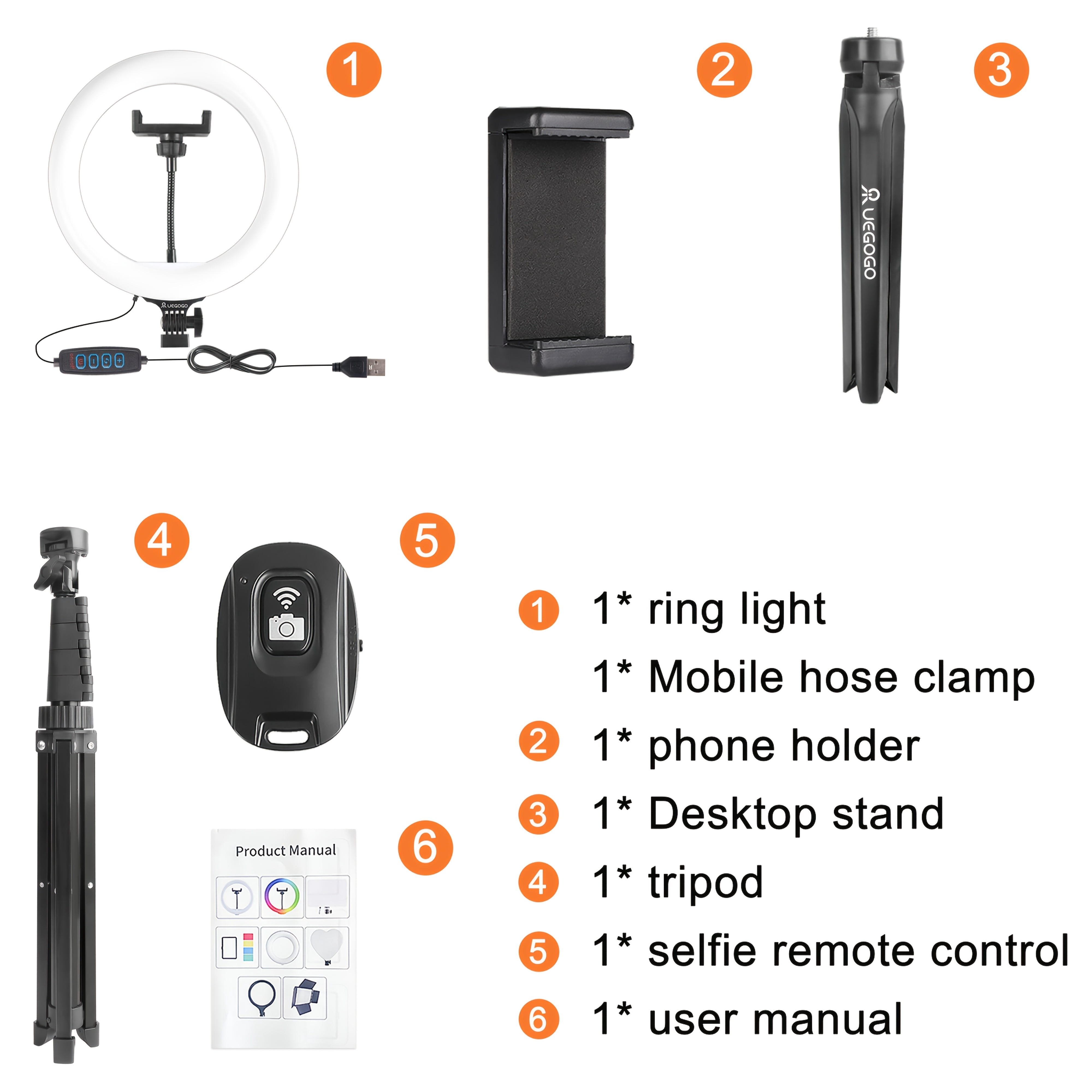 10/12" Selfie Ring Light with 63" Stand, Phone Holder, Remote, RGB LED Halo Light for Vlogging Video Photo Kit