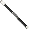 thumbnail image 2 of Chisel Stainless Steel Antiqued and Polished Black Leather with .5 inch extension Bracelet - 8", 2 of 6