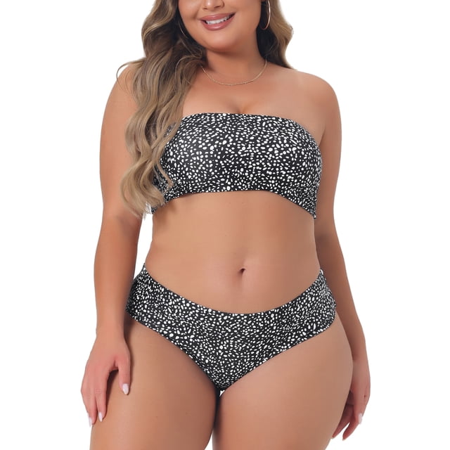 Bikini de dos piezas Agnes Orinda para mujeres, traje de baño de cintura alta, bandeau, sin hombros, color negro