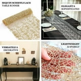 Efavormart 12"x108" Silver Sequin Mesh Schiffli Lace Table Runner ...