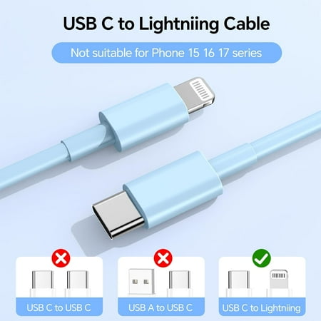 LASJPOB-Phone Charger Fast Charging 4 Pack 20W Type C Wall Phone Charger USB C Wall Charger Block with 10FT/6FT USB C to Lightniing Cable for Pphone 14/13/12/11 Pro/Pro Max/Plus/XS/XR/X/SE/8 - Blue
