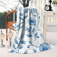 thumbnail image 2 of Blue Pioneer Flower Blanket,Comfortable Soft Flannel Throw Blanket,All Season,Warm Lightweight Blankets for Sofa Bed Couch Living Room Chair,60"x80"(150x200cm), 2 of 4