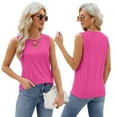 thumbnail image 6 of Fjuchai Womens V-Neck Vest T-Shirts Women's Jacquard Versatile Tee Tops Fashion Hollow out Sleeveless Tie Tee Sizes S-XXL, 6 of 10