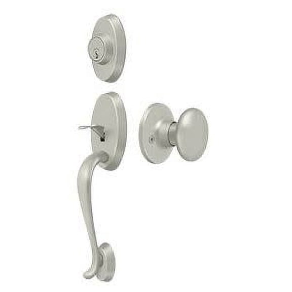 Deltana PRRHRKU15 Riversdale Handleset with Flat Round Knob Entry in Brushed Nickel