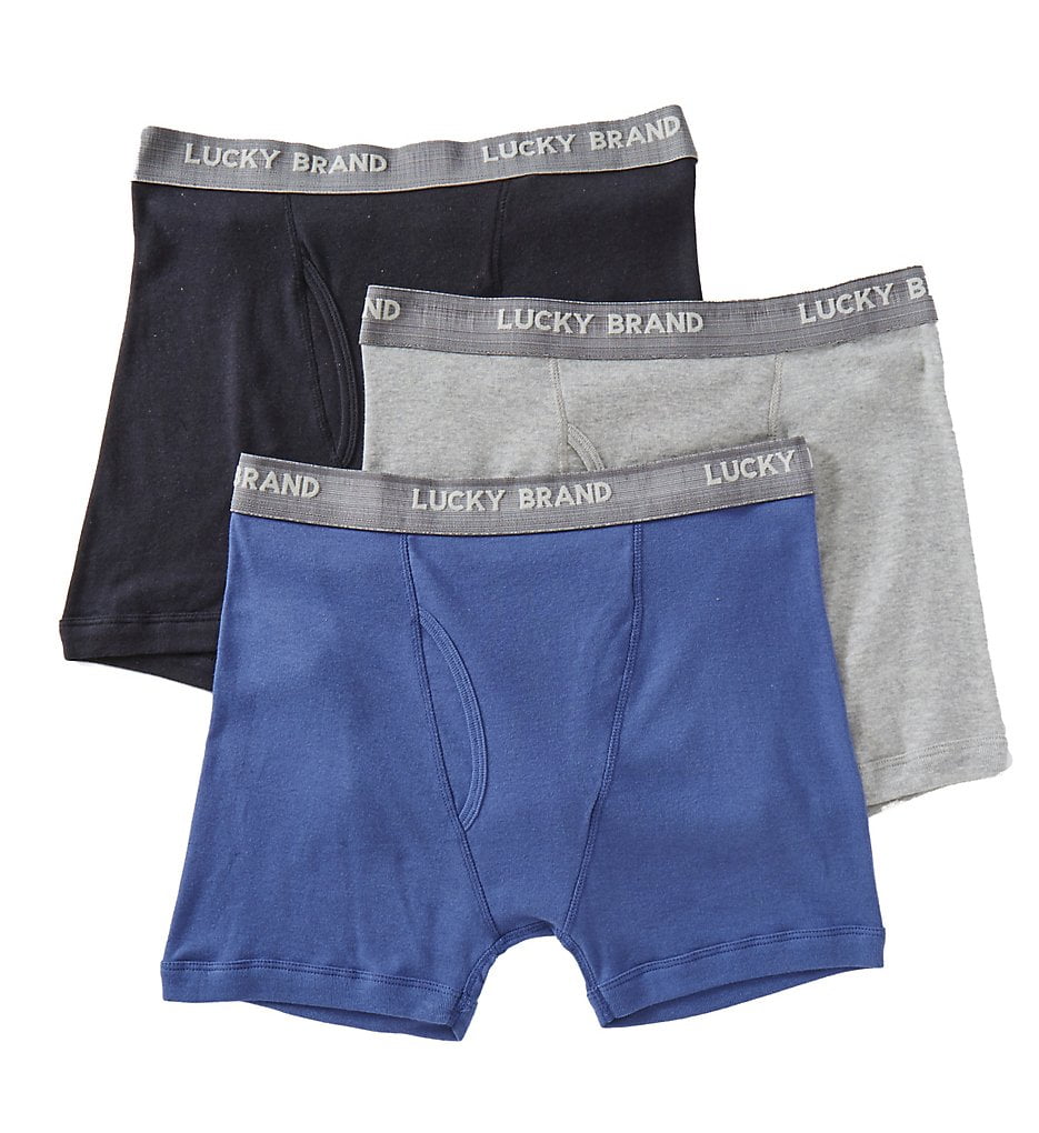 Men's Lucky 161PB06 Cotton 1X1 Rib Boxer Briefs 3 Pack (Jet Black