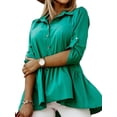 thumbnail image 3 of Enwejyy Womens Office Lady Button Solid Color Long Sleeve Single Breasted Pullover Blouse Tops, 3 of 4