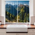 thumbnail image 2 of Ambesonne Switzerland Kitchen Curtains, Swiss National Park, 55"x45", Green Brown and Sea Blue, 2 of 3