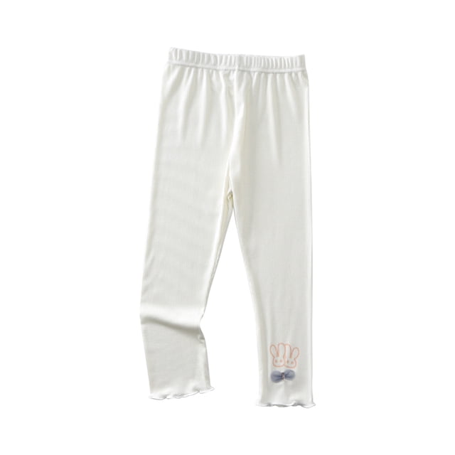 IROINID Deals Girls Pants Summer Pants Capri Big Rabbit Decorative Elastic Thin Children's Pants,White