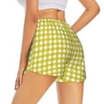 thumbnail image 2 of Uemuo Yellow Checkboard Pattern Women's Athletic Shorts High Waisted Running Shorts with Liner Pockets Gym Elastic Workout Shorts-XX-Large, 2 of 9