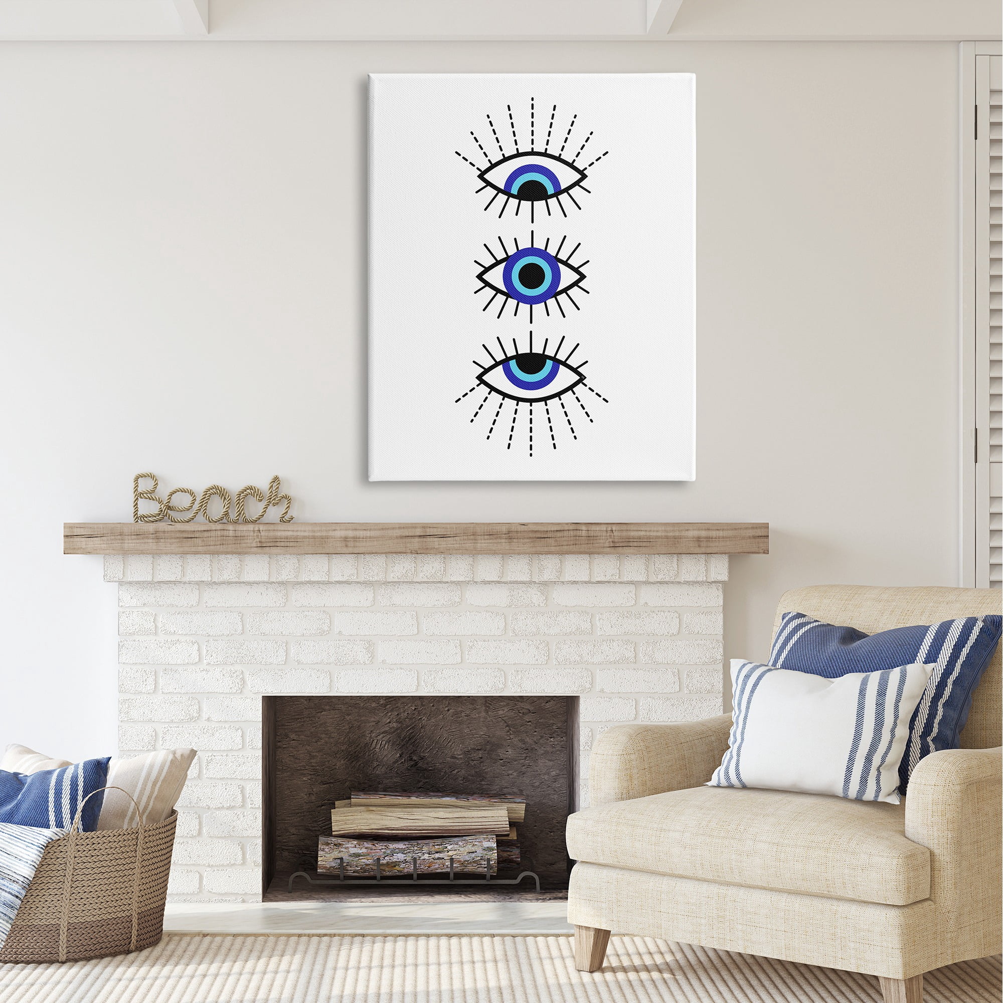 Stupell Industries Three Evil Eyes Pattern Abstract Painting Gallery Wrapped Canvas Art Print Wall Art, 36 x 48