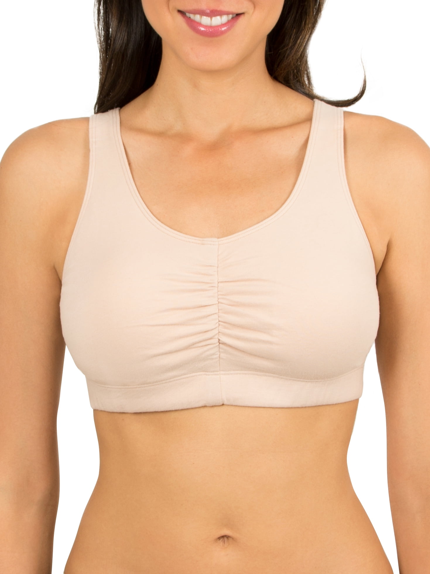 Fruit of the Loom Women's Shirred Front Sport Bra with Removable Bra Pads, Style FT438, 2-Pack