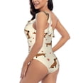 thumbnail image 4 of Salouo Heart Dachshund Pattern One Shoulder Ruffled One Piece Swimsuit for Women V Neck Swimwear Tummy Control Bathing Suit-XX-Large, 4 of 6