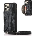 thumbnail image 1 of mueisuert Étui Portefeuille Compatible avec iPhone X/XS, Étui de Téléphone Flip en Cuir Mignon de Paquet de Carte de Mode avec Bandoulière Fente pour Carte de Crédit Stand Boîtier de Protection Antichoc (Noir, iPhone X/XS), 1 of 7