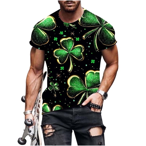 Mens Camisetas Casual Impreso Cuello Redondo Suéter, Deportes Camisetas Hombres Manga Corta Gimnasio Superior