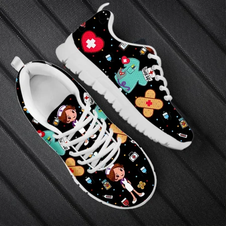

Lightweight Women s Nurse Shoes Cute Nurse Medical Supplies Pattern Ladies Flat Shoes Sping Autumn Casual Sneakers
